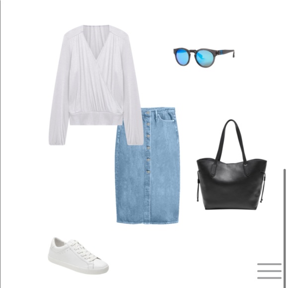 NWT BR buttoned Denim Midi Sk… - Picture 12 of 16